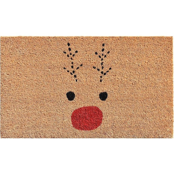 Multi-Colored 29 in. x 17 in. Coir Non-Slip Indoor / Outdoor Door Mat