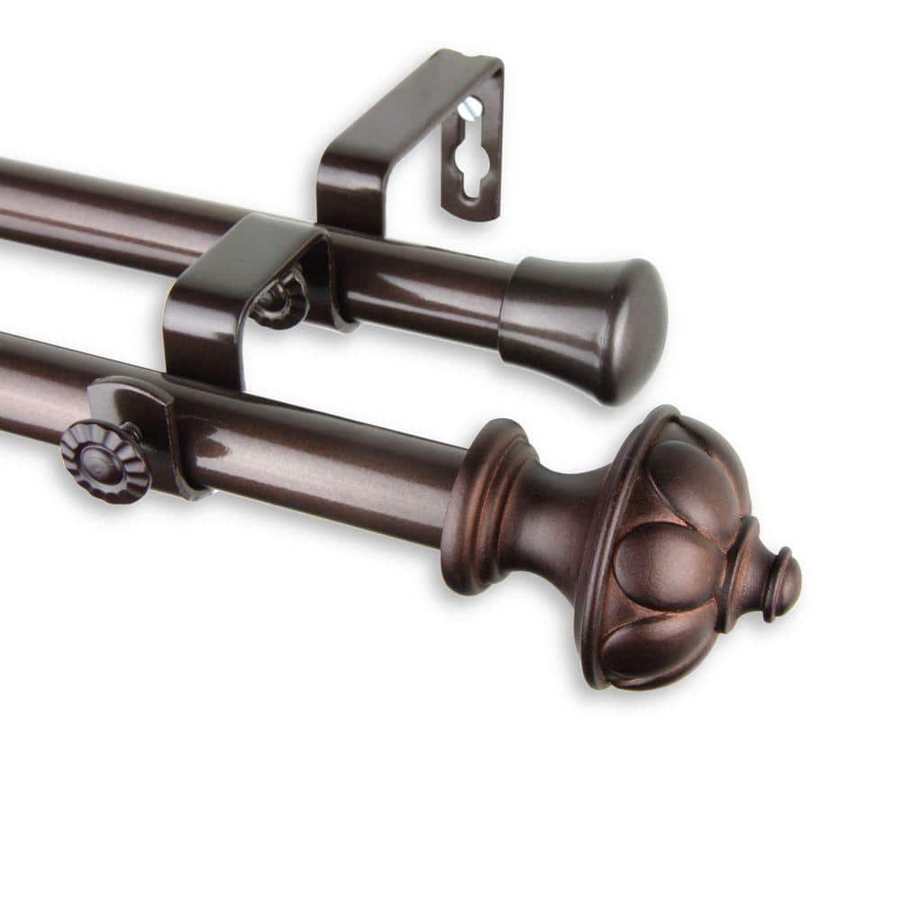 120 in. - 170 in. Telescoping Double Curtain Rod Kit in Cocoa with Sierra Finial price history on PriceWatchPro