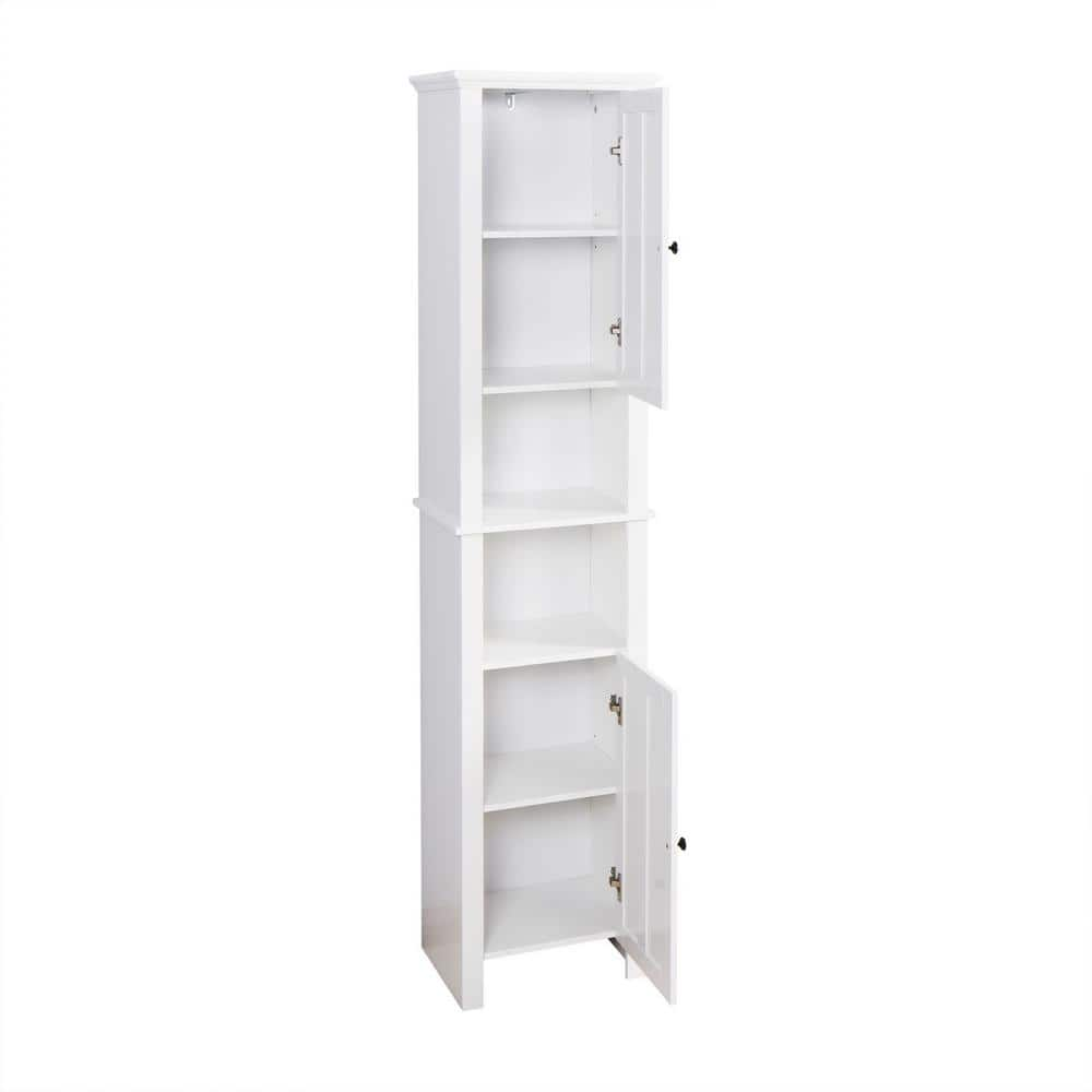 JASMODER White Flat Panel Stock Bath and Kitchen Cabinet with Glazed ...