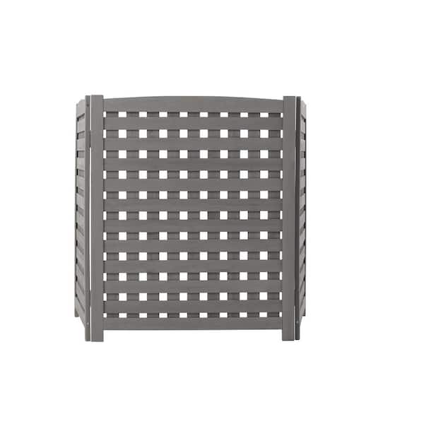 Unbranded Outside Air Conditioner Fence 31.5 in. x 42.48 in. Grey Solid Wood Decorative Screen Panel Includes 3 Panels
