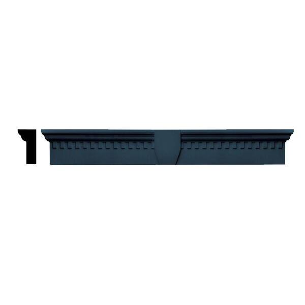 Builders Edge 3-3/4 in. x 9 in. x 73-5/8 in. Composite Classic Dentil Window Header with Keystone in 036 Classic Blue