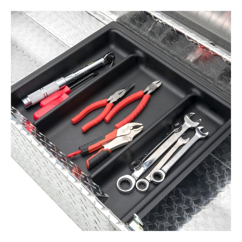 69 in. Bright Aluminum Angled Crossover Tool Box with Low Profile (Heavy Packaging)