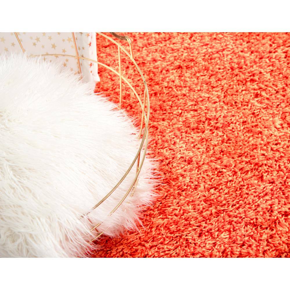 Easy-Care Tiger Orange Synthetic Shag Rug 4' x 6'