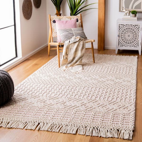 Natura Ivory/Pink 9 ft. x 12 ft. Geometric Area Rug