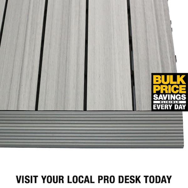 1/6 ft. x 1 ft. Quick Deck Composite Deck Tile Straight Fascia in Icelandic Smoke White (4-Pieces/Box)