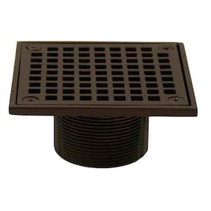 2 in. Brass Spud with 4 in. Square Strainer for Shower/Floor Drains in Oil Rubbed Bronze