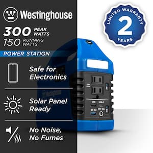 300-Watt Wave Lithium-Ion Portable Power Station with Power Inverter, LCD Display, and Flashlight
