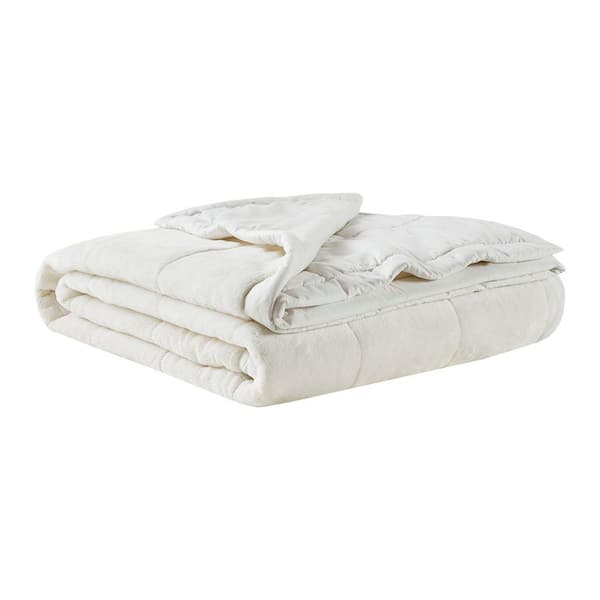 Vsmile 108 in. W x 90 in. H Ivory Oversized Microfiber Blanket, Soft Long Throw Blanket