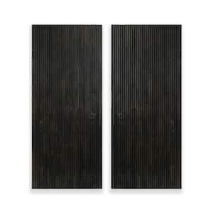 84 in. x 80 in. Japanese Series Pre Assemble Black Stained Solid Wood Interior Double Sliding Closet Doors