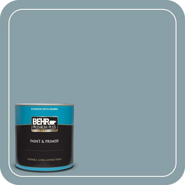 BEHR PREMIUM PLUS 1 qt. #BNC-18 Aqua Gray Satin Enamel Exterior Paint & Primer