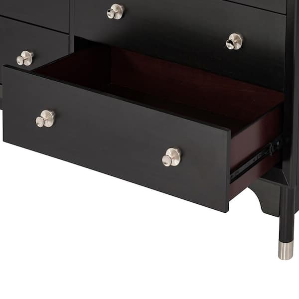 Furniture of America Forma Mid Century Black 6 Drawer 62 in. Wide Dresser  With Mirror IDF-74002BK-DM - The Home Depot