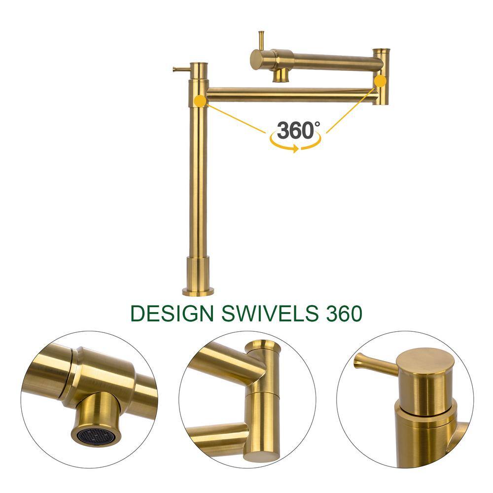 Brass Gold Double Handle Pot Filler Faucet