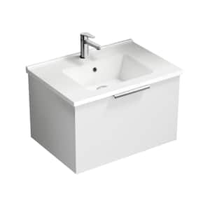 Bodrum 25.59 in. W x 17.72 in. D x 16.14 in. H Modern Bathroom Vanity in Glossy White With White Ceramic Top