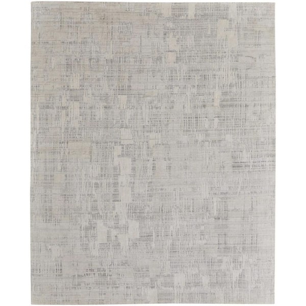 9 ft. x 12 ft. Ivory, Gray Abstract Area Rug