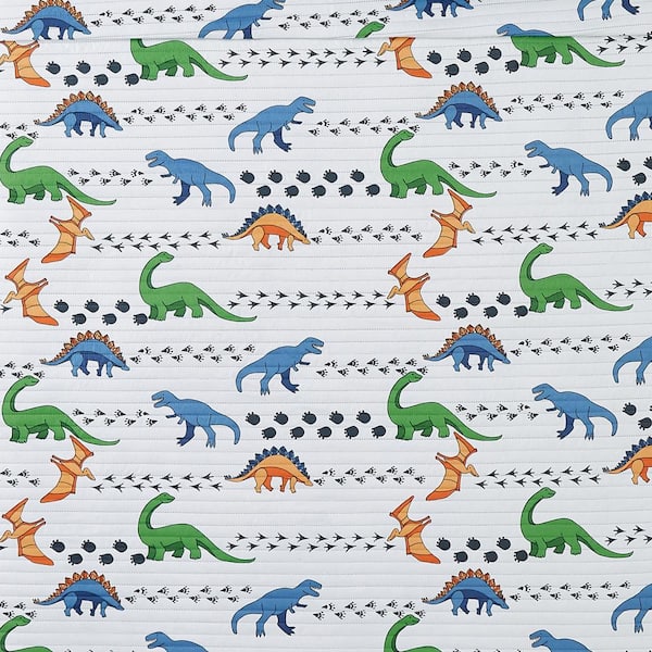 My World Dino Tracks 4-Piece Multi-Colored Microfiber Full Quilt