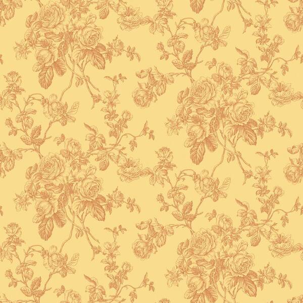 Unbranded 56 sq. ft. Yellow And Orange Lacey Rose Toile Wallpaper