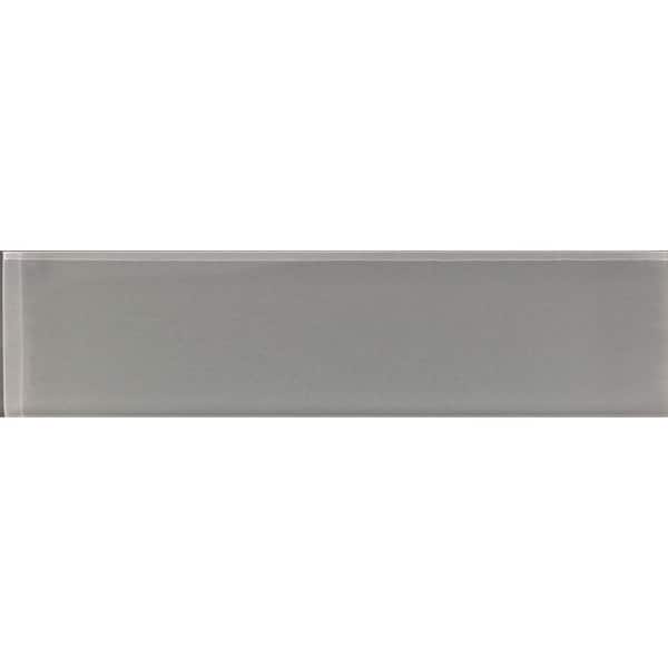 Apollo Tile Gray 3 in. x 12 in. Polished Glass Mosaic Tile Sample (0.25 sq. ft./Piece)