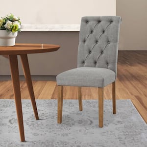 Gray and Brown Polyester Tufted Back Dining Chair (Set of 2)