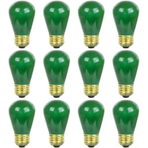 11-Watt S14 Incandescent E26 Light Bulb for String Lights in Green (12-Pack)