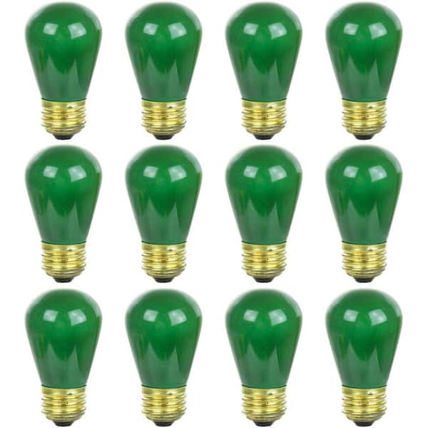 Sunlite 11-Watt S14 Incandescent E26 Light Bulb for String Lights in Green (12-Pack)
