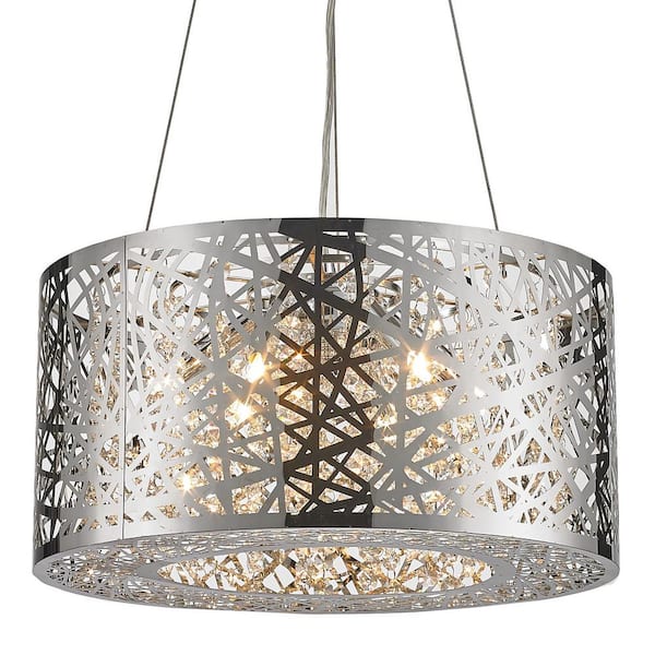 Worldwide Lighting Aramis Collection 6-Light Polished Chrome Chandelier with Clear Crystal