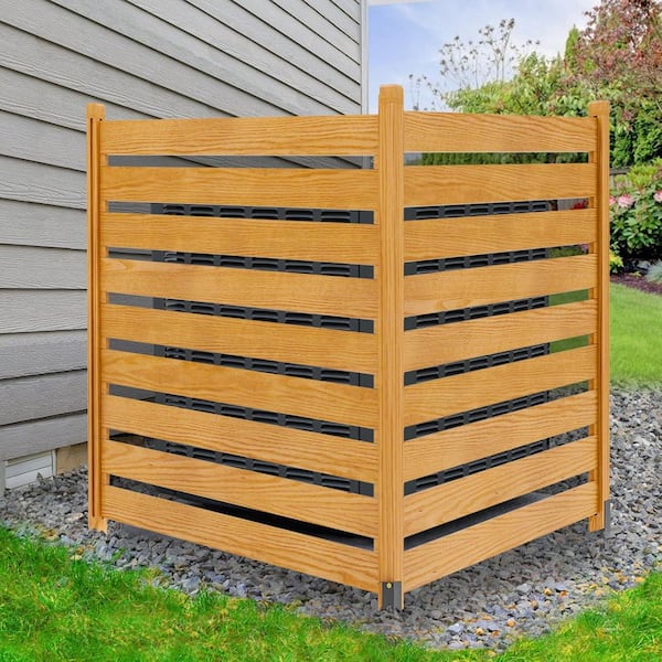BOZTIY 2-Panel Outdoor Air Conditioner Fence Solid Wood Privacy Fence Panels Screen 3.2 ft. W x 3.5 ft. H