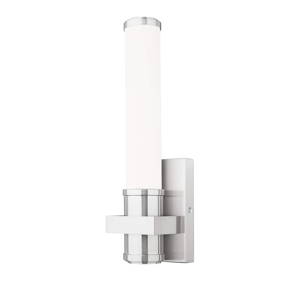 Idris 16.5 in. Brushed Nickel Integrated LED 1 Light Wall Sconce with Opal 