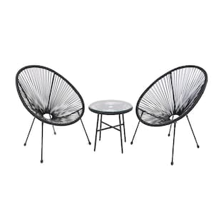 3-Piece Wicker Patio Conversation Set with Side Table