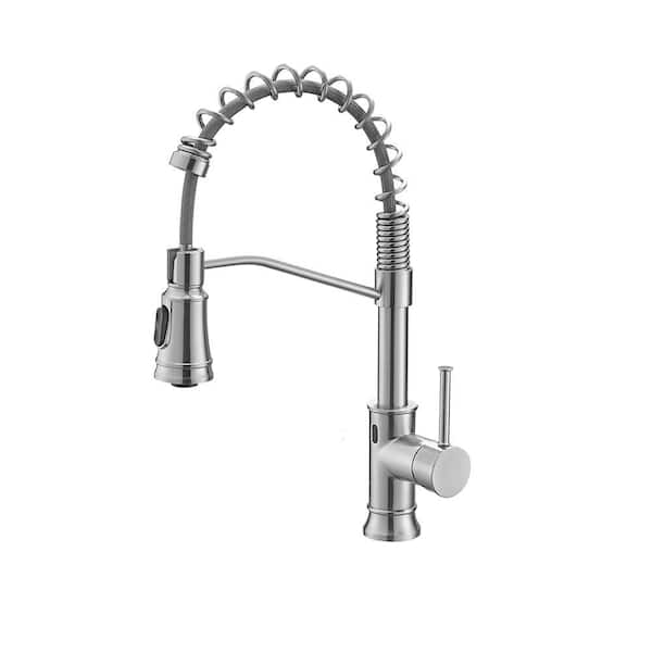 19 in Touchless Kitchen Faucet, Hands Free Automatic Smart 360 Degree Spout Swivel Kitchen Faucet in Brushed Nickel