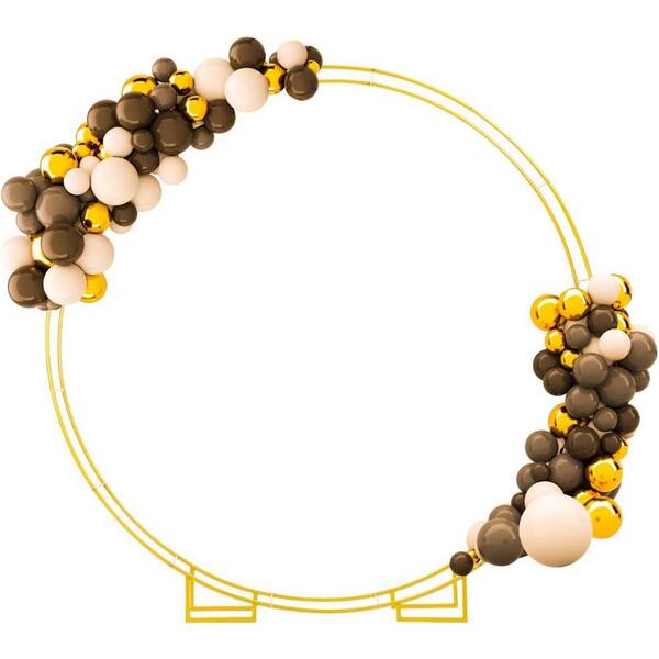 Unbranded Gold 6.5 ft. Metal Round Backdrop Stand Circle Balloon Arbor