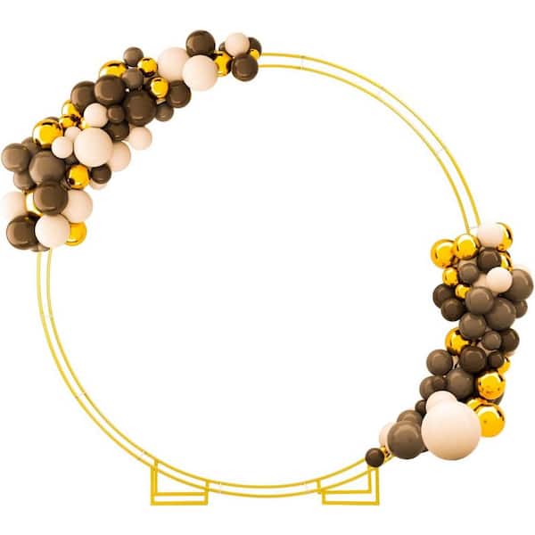 FAWEY TRED INC Gold 6.5 ft. Metal Round Backdrop Stand Circle Balloon Arbor