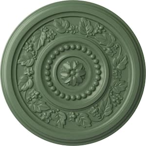 16-1/8" x 5/8" Marseille Urethane Ceiling Medallion (Fits Canopies upto 4-1/4"), Hand-Painted Athenian Green