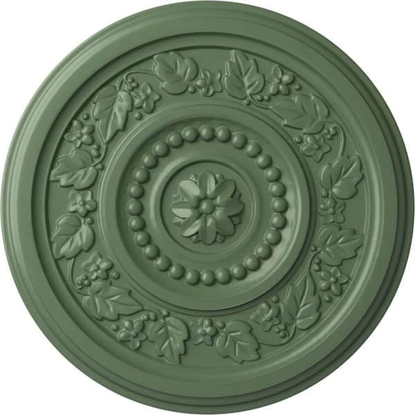 Ekena Millwork 16-1/8" x 5/8" Marseille Urethane Ceiling Medallion (Fits Canopies upto 4-1/4"), Hand-Painted Athenian Green