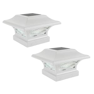 Kingsbridge Solar White Outdoor Integrated LED Dual Lighted Post Cap (2-Pack)