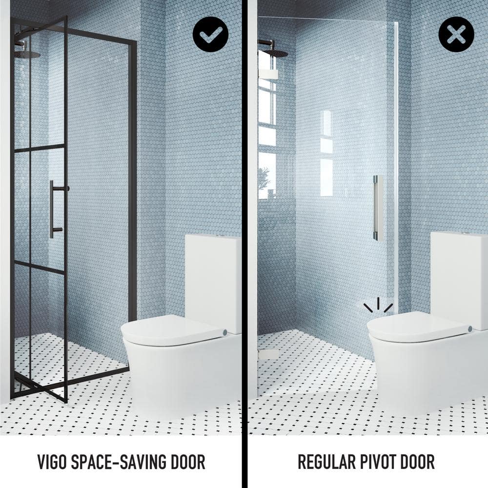 Astoria Matte Black 30" x 76" Pivot Shower Door with Clear Glass
