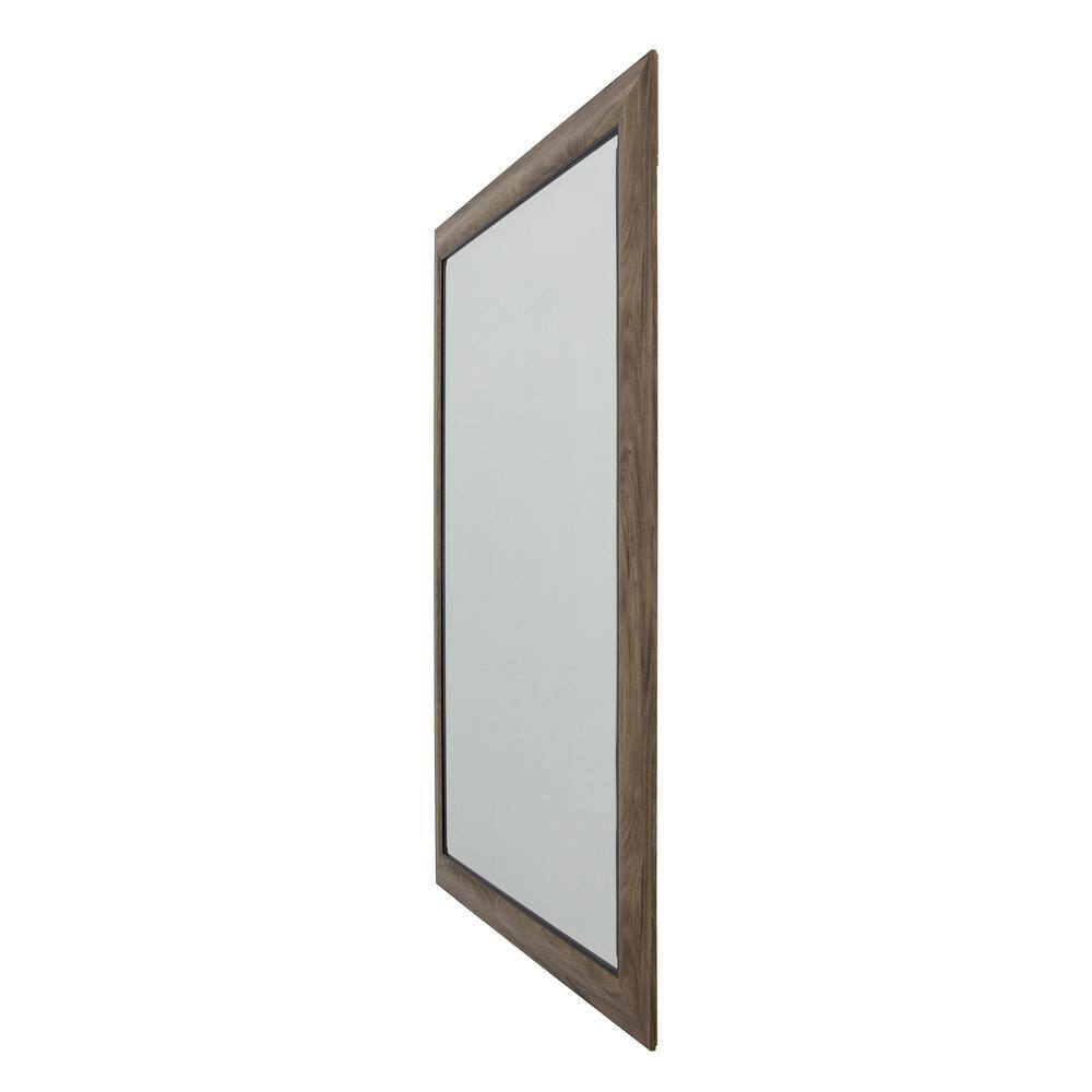 Rustic Gray Wash Wood Frame 31"x43" Wall Mirror with Black Trim