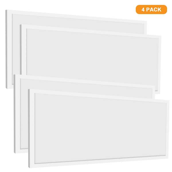 2 ft. x 4 ft. White Integrated LED Flat Panel Troffer Light Fixture Up to 5500 Lumens, 3500/4000/5000K (4-Pack)