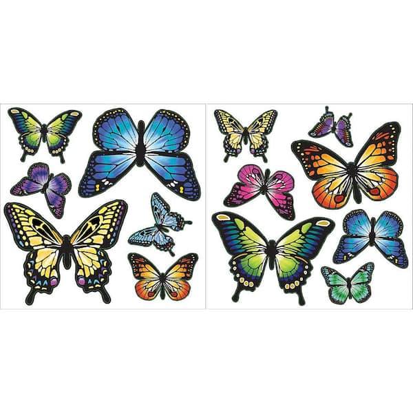 WallPops 13 in. x 13 in. 27-Piece Multi-Colored Butterflies Wall Decal Kit