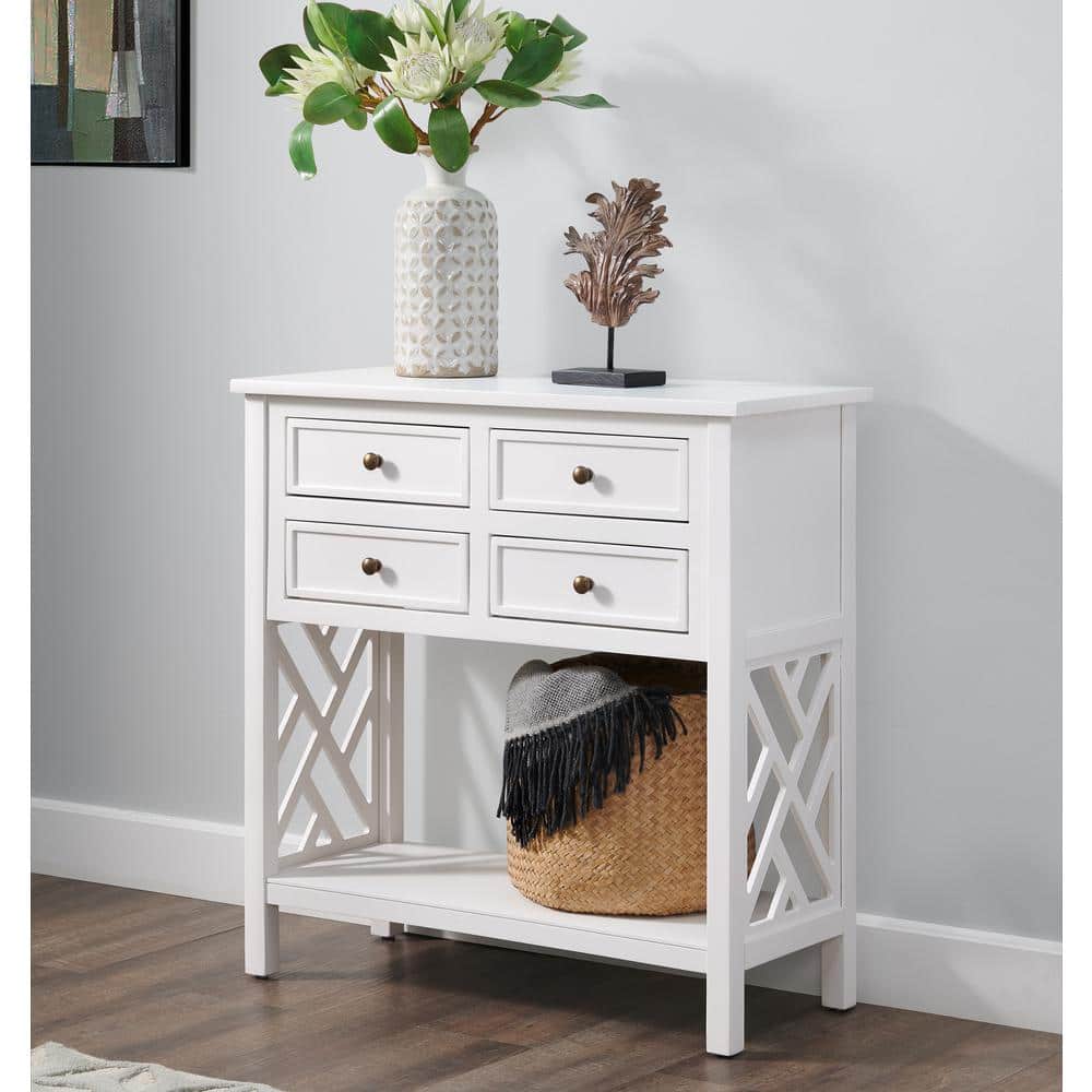 Coventry 32" White Pine Console Table with Open-Side Storage