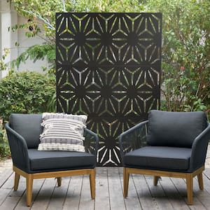 76''H x 47.2''W Decorative Privacy Screen Panel Outdoor Metal Patio Fence Rectangle Black