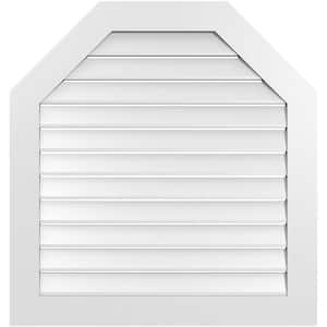 36 in. x 38 in. Octagonal Top Surface Mount PVC Gable Vent: Functional with Standard Frame