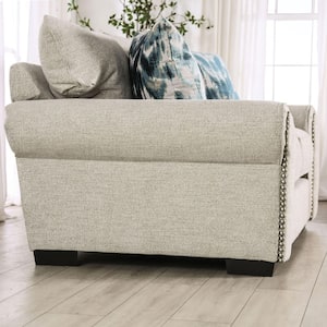 Embudito 75 in. Beige without Care Kit Polyester 2-Seat Loveseat with Nailhead Trim