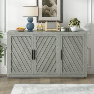 Antique Gray Wood 60 in. Sideboard with Adjustable Shelves