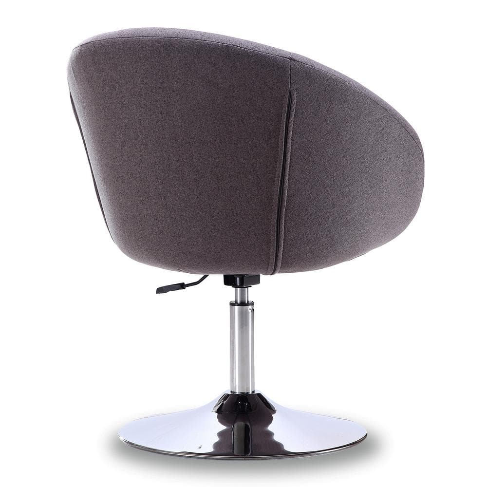 Hopper Minimalistic Gray Polyester Twill Swivel Chair with Chrome Base