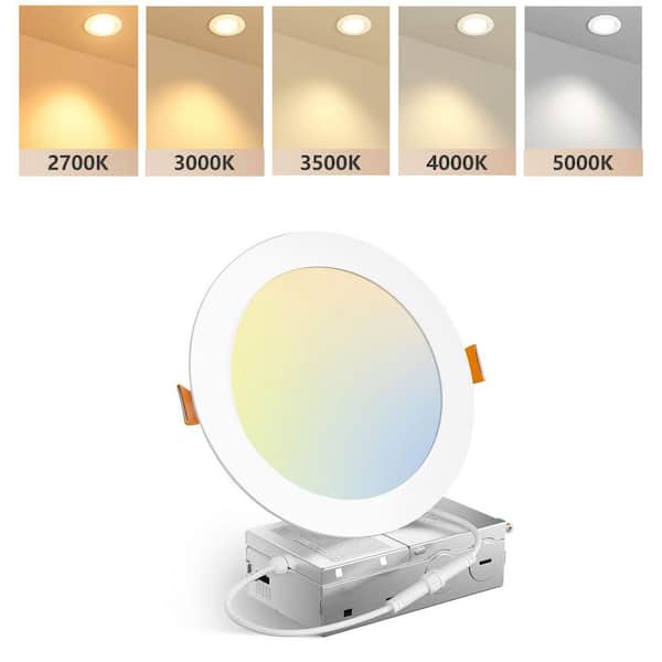 6 in. Adjustable 5CCT 1 Pack Canless LED Recessed Ceiling Light 1050LM Brightness Dimmable 12W