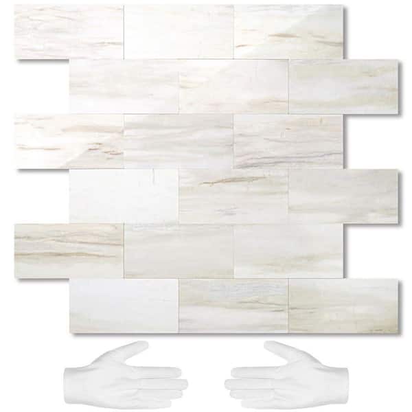Eurasia Beige 11.58in x 11.35in PVC Peel and Stick Backsplash 10-Pack
