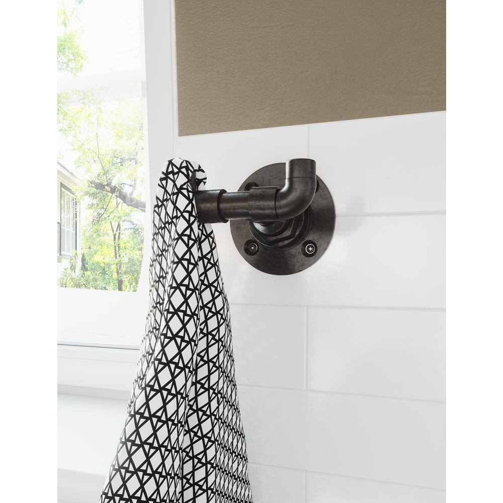 Satin Black Double Robe Hook with Retro Design
