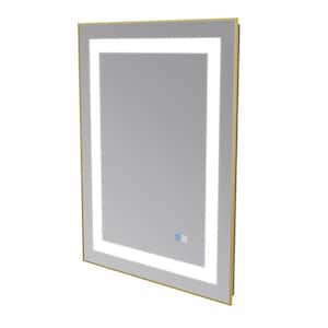 24 in. W x 32 in. H Rectangular Gold Framed Anti-Fog LED Wall Mounted Bathroom Vanity Mirror Lighted Mirror