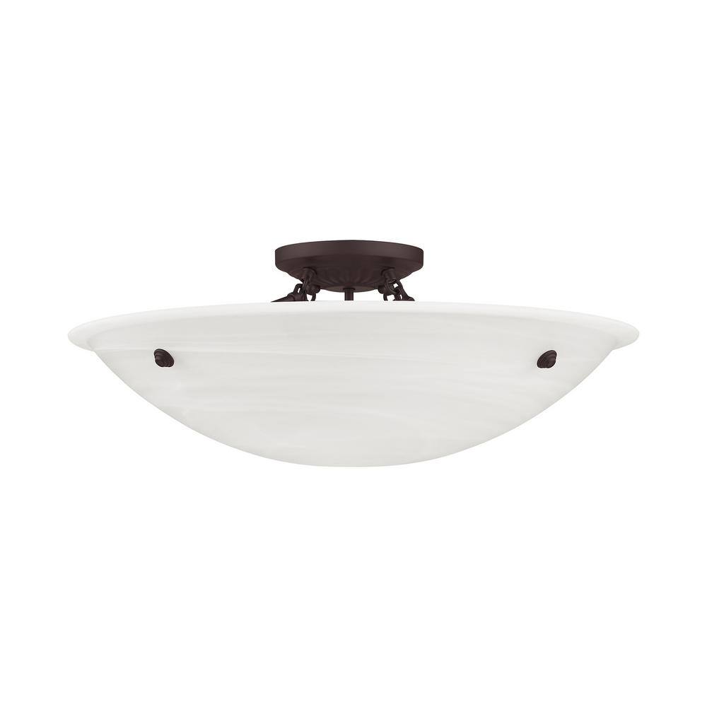 Oasis Bronze 24" Ceiling Mount with White Alabaster Glass