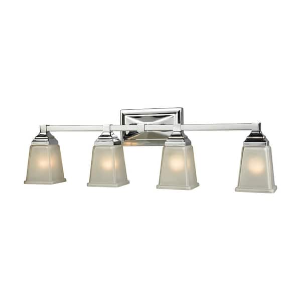 Thomas Lighting Sinclair 4-Light Polished Chrome With Frosted Glass Bath Light